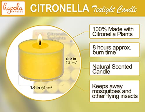 Tealight Citronella Candles Outdoor - 8 Hour Burn Time - Indoor and Outdoor Mosquito, Insect and Bug Repellent Citronella Candle - Natural Fresh Scent – Decorative in Clear Cup - 80 Pack