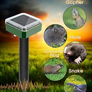 SEEKBIT Ultrasonic Mole Repellent Solar Powered Sonic Mole Snake Gopher Vole Repellent Deterrent Spikes for Lawn Garden Yard, Groundhog Repeller, Waterproof (8 Pack)