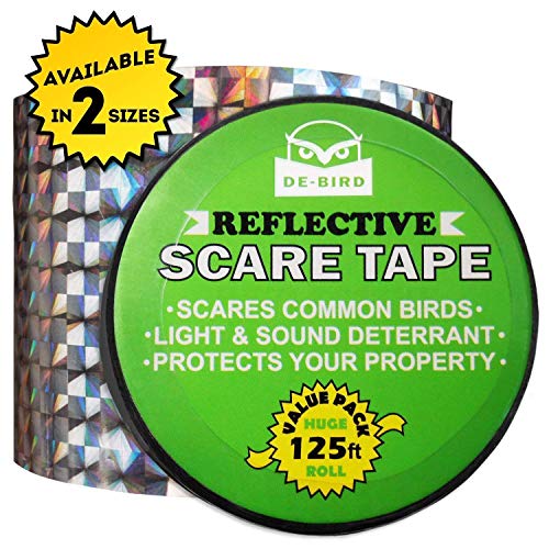 De-Bird Bundle Includes: Scare Tape - Reflective Tape and Heavy Duty Bird Netting to Keep Away Woodpecker, Pigeon, and Protect Plants & Fruit Trees