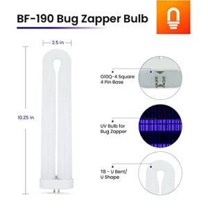 BF-190 Bug Zapper Bulb Replacement for Flowtron BK-40D by Lumenivo - 40W Black Flag Bug Zapper Bulb Replacement with G10Q-4 Square 4 Pin Base - T8 U-Bent Mosquito Zapper - 2 Bulbs