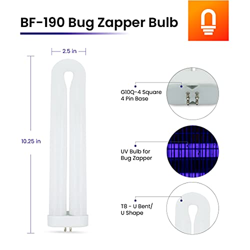 BF-190 Bug Zapper Bulb Replacement for Flowtron BK-40D by Lumenivo - 40W Black Flag Bug Zapper Bulb Replacement with G10Q-4 Square 4 Pin Base - T8 U-Bent Mosquito Zapper - 2 Bulbs