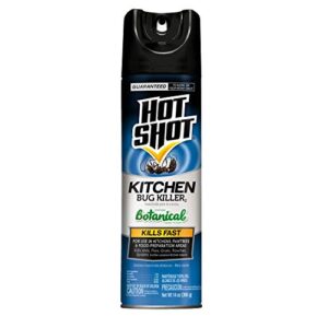 hot shot kitchen bug killer spray, controls ants, flies, roaches, spiders and more, indoor bug killer, botanical insecticides, 14 ounce