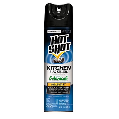 Hot Shot Kitchen Bug Killer Spray, Controls Ants, Flies, Roaches, Spiders and More, Indoor Bug Killer, Botanical Insecticides, 14 Ounce