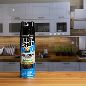 Hot Shot Kitchen Bug Killer Spray, Controls Ants, Flies, Roaches, Spiders and More, Indoor Bug Killer, Botanical Insecticides, 14 Ounce