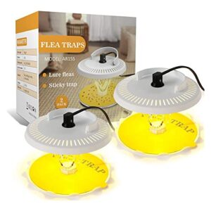 Redeo Flea Trap 2 Pack Sticky Dome Bed Bug Traps with 4 Light Bulbs and 8 Sticky Glue Boards, Odorless Non-Toxic Flea Light Traps for Inside Your Home Safe for Kids & Pets