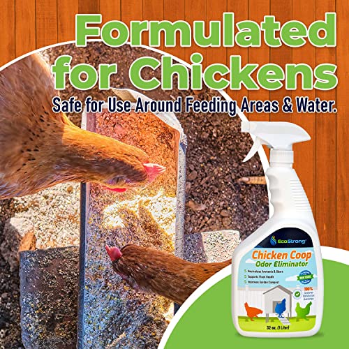 Eco Strong Chicken Coop Cleaner and Odor Eliminator, All Natural Deodorizer - Ready to Use – 32 oz Sprayer