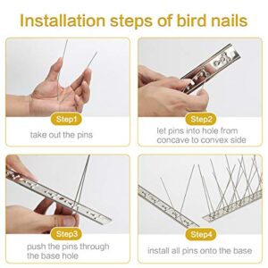 SEEKSEE 10 Pack Bird Spikes –13 inch Pigeon Spikes Anti-Bird Nails Bird Repellent Metal Bird Deterant Spinners of Stainless Steel Bird Spikes for Pigeon and Other Small Birds (10.8 Feet)