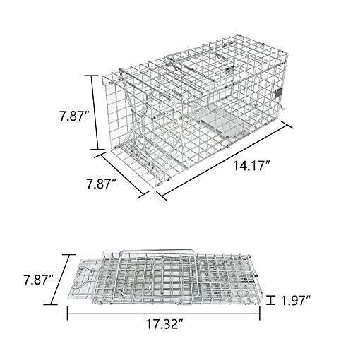 H&B Luxuries Collapsible Rat Trap - Foldable Humane Live Animal Cage for Rat Mouse Hamster Mole Weasel Gopher chipm (17.5"(L) x 7.62"(W) x 8.25"(H))