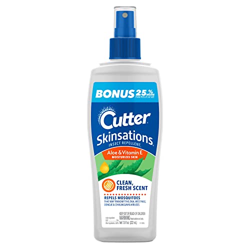 Cutter Skinsations Insect Repellent, Mosquito Repellent, Repels Mosquitos, Ticks, Gnats & Fleas, 7% DEET, 7.5 fl Ounce (Pump Spray)