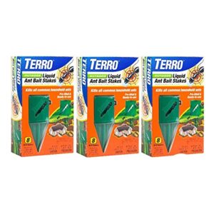 terro t1812 outdoor liquid ant killer bait stakes – 8 count (0.25 oz each) (3 pack)