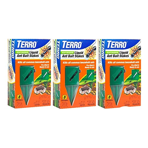 Terro T1812 Outdoor Liquid Ant Killer Bait Stakes - 8 Count (0.25 oz each) (3 pack)