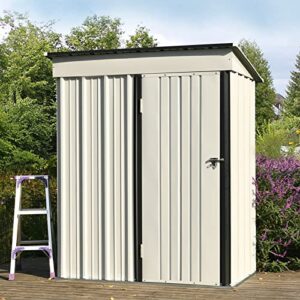 5' x 3' Metal Outdoor Storage Shed, Steel Utility Tool Shed Storage House with Door & Lock, Metal Sheds Outdoor Storage for Backyard Garden Patio Lawn, White
