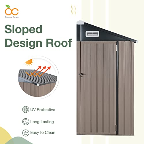 OC Orange-Casual 10 x 8 FT Outdoor Storage Shed, Metal Garden Tool Shed, Outside Sheds & Outdoor Storage Galvanized Steel with Lockable Door for Backyard, Patio, Lawn, Brown