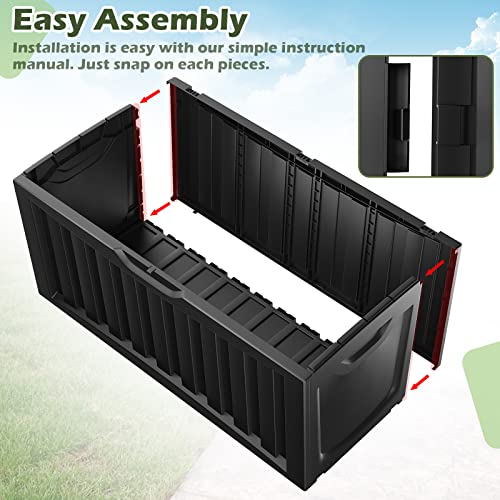 Giantex 90-Gallon Outdoor Storage Box - Outside Storage Box with Built-in Rollers & Recessed Handles, Lockable Storage Container for Patio Furniture Cushions, Garden Tools, Toys, Resin Deck Box, Black