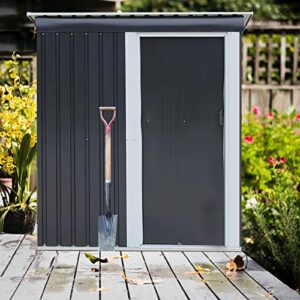 Flyzy Outdoor Storage Shed 5x3 FT, Metal Utility Tool Metal Garden Shed with Sliding Door, Storage Shed, Matel Outdoor Shed for Backyard Patio Garden Lawn (Black)