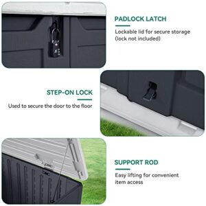YITAHOME Outdoor Horizontal Storage Sheds w/o Shelf, Weather Resistant Resin Tool Shed, Multi-Opening Door for Storage of Bike, Trash Cans, Garden Tools, 27 cu ft, Waterproof, Lockable, Dark Gray