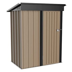 flamaker storage shed outdoor metal garden shed with lockable door utility tool shed storage house for backyard, patio and lawn (5 x 3 ft)