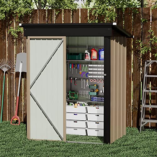 Flamaker Storage Shed Outdoor Metal Garden Shed with Lockable Door Utility Tool Shed Storage House for Backyard, Patio and Lawn (5 x 3 FT)