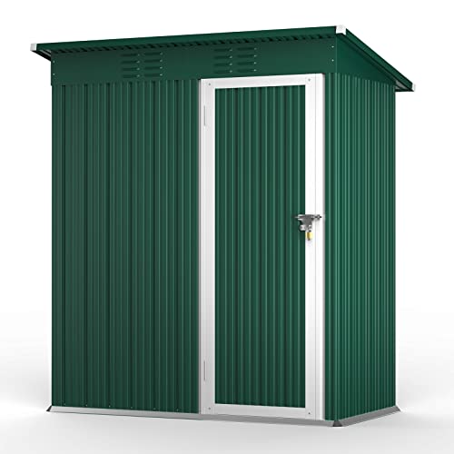 Bealife 5' x 3' Outdoor Storage Shed Clearance, Metal Outdoor Storage Cabinet with Single Lockable Door, Waterproof Tool Shed, Backyard Shed for Garden, Patio and Lawn(Green)