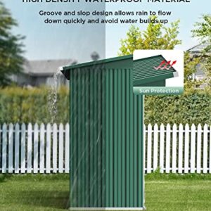 Bealife 5' x 3' Outdoor Storage Shed Clearance, Metal Outdoor Storage Cabinet with Single Lockable Door, Waterproof Tool Shed, Backyard Shed for Garden, Patio and Lawn(Green)