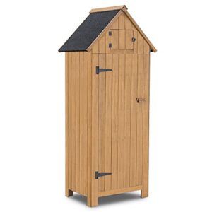mcombo outdoor storage cabinet tool shed wooden garden shed organizer wooden lockers with fir wood (70″) 0770 (natural)