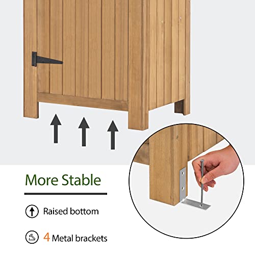 MCombo Outdoor Storage Cabinet Tool Shed Wooden Garden Shed Organizer Wooden Lockers with Fir Wood (70") 0770 (Natural)