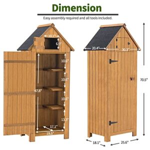 MCombo Outdoor Storage Cabinet Tool Shed Wooden Garden Shed Organizer Wooden Lockers with Fir Wood (70") 0770 (Natural)