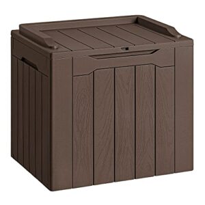 devoko 30 gallon resin deck box outdoor indoor waterproof storage box for patio pool accessories storage for toys cushion garden tools (30 gallon, brown)