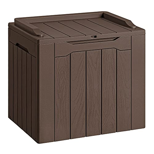 Devoko 30 Gallon Resin Deck Box Outdoor Indoor Waterproof Storage Box for Patio Pool Accessories Storage for Toys Cushion Garden Tools (30 Gallon, Brown)