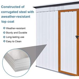 Morhome Sheds & Outdoor Storage, 5x3 FT Outdoor Storage Shed, Outdoor Shed Garden Shed Tool Shed with Lockable Door for Garden Backyard Patio,White+offee