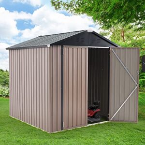 u-max 6 x 6ft outdoor storage shed, lockable bike shed,garden shed &tool shed for backyard, patio, lawn