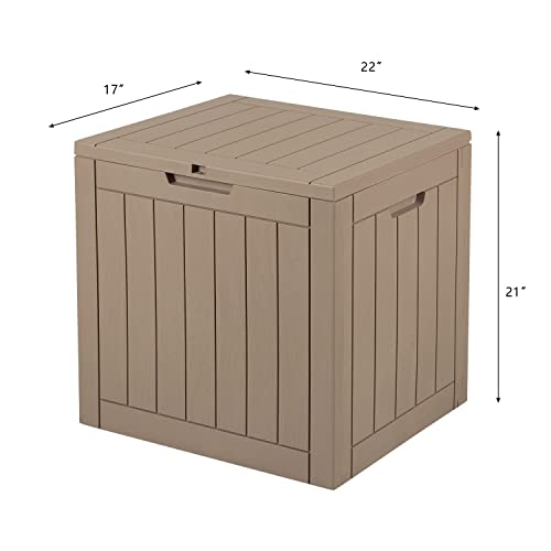 JUMMICO 32 Gallon Outdoor Deck Box Waterproof Resin Lightweight Storage Box for Outside Patio Furniture Cushions, Pool Toys and Garden Tools