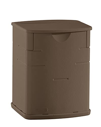 Rubbermaid Mini Resin Weather Resistant Outdoor Deck Box, 16" w x 14" d x 21" h, Mocha, Storage for Garden/Pool Accessories/Cushions, Indoor/Outdoor Home Organization Bin