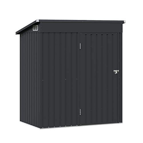 OC Orange-Casual 5 x 3 FT Storage Shed, Outdoor Galvanized Steel Shed, Outside Garden Tool Storage House with Lockable Door for Patio, Backyard, Lawn Mower, Black