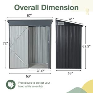 OC Orange-Casual 5 x 3 FT Storage Shed, Outdoor Galvanized Steel Shed, Outside Garden Tool Storage House with Lockable Door for Patio, Backyard, Lawn Mower, Black