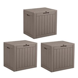 devoko 31 gallon lightweight resin deck box waterproof lockable storage container for patio furniture accessories and indoor outdoor toys/ 3 pieces
