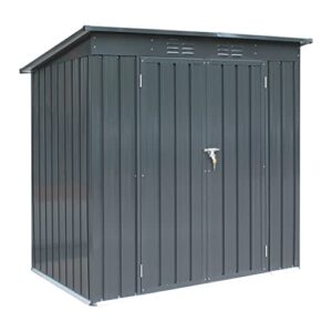 6' x 4' Storage Shed, Black Outdoor Storage Metal Shed with Floor Frame＆Lockable Doors,Waterproof Tool Storage Shed for Yard Patio Lawn,Perfect to Store Pool Furniture,Bike,Garbage Can,No Floor