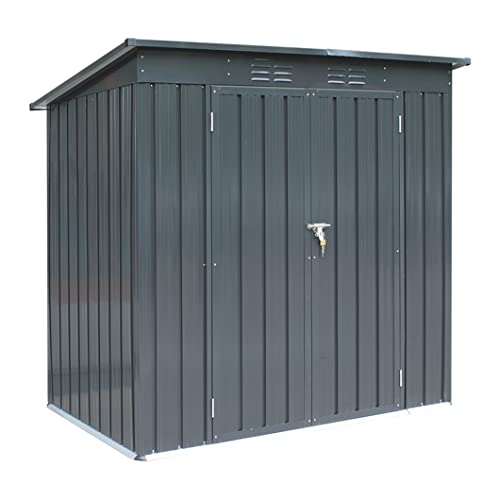 6' x 4' Storage Shed, Black Outdoor Storage Metal Shed with Floor Frame＆Lockable Doors,Waterproof Tool Storage Shed for Yard Patio Lawn,Perfect to Store Pool Furniture,Bike,Garbage Can,No Floor