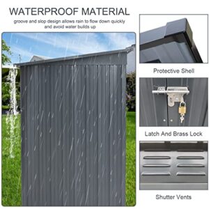 6' x 4' Storage Shed, Black Outdoor Storage Metal Shed with Floor Frame＆Lockable Doors,Waterproof Tool Storage Shed for Yard Patio Lawn,Perfect to Store Pool Furniture,Bike,Garbage Can,No Floor