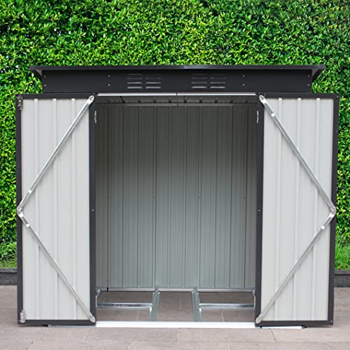 6' x 4' Storage Shed, Black Outdoor Storage Metal Shed with Floor Frame＆Lockable Doors,Waterproof Tool Storage Shed for Yard Patio Lawn,Perfect to Store Pool Furniture,Bike,Garbage Can,No Floor