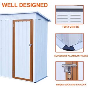 Outdoor Storage Shed 5x3FT Small Shed, Garden Shed Metal Shed with Lockable Doors,Tool Storage Shed for Patio Lawn Backyard Garden Shed for Patio Lawn Backyard[No Floor]