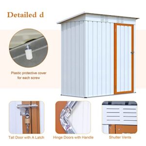 5 x 3 FT Galvanized Metal Garden Shed with Lock, Outdoor Metal Storage Shed for Backyard, Patio, Lawn