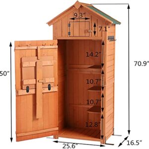 B BAIJIAWEI Outdoor Storage Shed - Waterproof Garden Storage Cabinet with Lockable Doors - Utility Tool Storage Organizer for Backyard, Patio, Garden Deck (Wood)