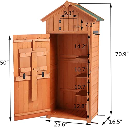 B BAIJIAWEI Outdoor Storage Shed - Waterproof Garden Storage Cabinet with Lockable Doors - Utility Tool Storage Organizer for Backyard, Patio, Garden Deck (Wood)