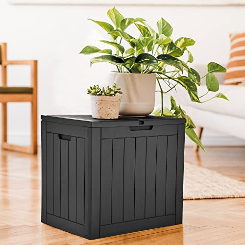 YITAHOME 30 Gallon Deck Box, Outdoor Storage Box for Patio Furniture, Pool Accessories, Cushions, Garden Tools and Outdoor, Waterproof Resin with Lockable Lid and Side Handles (Black)