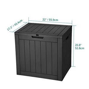 YITAHOME 30 Gallon Deck Box, Outdoor Storage Box for Patio Furniture, Pool Accessories, Cushions, Garden Tools and Outdoor, Waterproof Resin with Lockable Lid and Side Handles (Black)