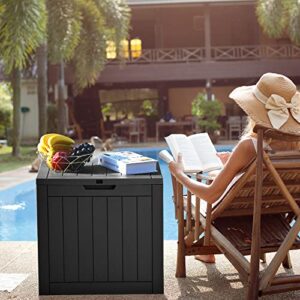 YITAHOME 30 Gallon Deck Box, Outdoor Storage Box for Patio Furniture, Pool Accessories, Cushions, Garden Tools and Outdoor, Waterproof Resin with Lockable Lid and Side Handles (Black)