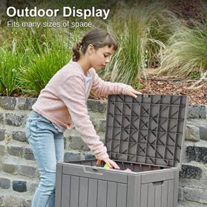 EAST OAK Deck Box, 31 Gallon Indoor and Outdoor Storage Box with Padlock for Patio Cushions, Outdoor Toys, Gardening Tools, Sports Equipment, Waterproof and UV Resistant Resin, Grey