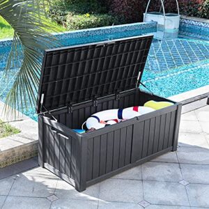 YITAHOME 120 Gallon Outdoor Storage Deck Box, Large Resin Patio Storage for Outdoor Pillows, Garden Tools and Pool Supplies, Waterproof, Lockable, (Dark Grey)