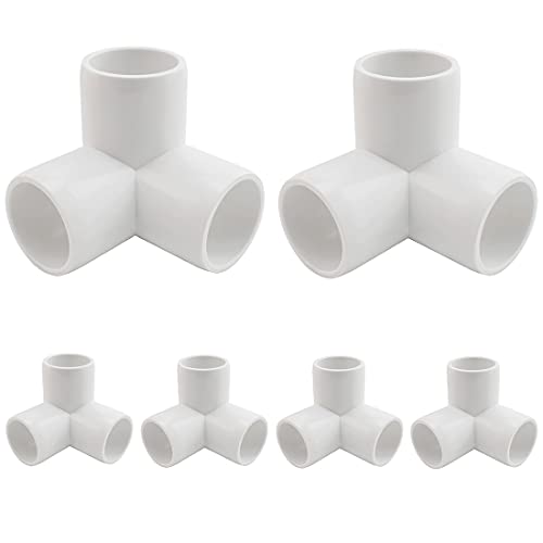 MARRTEUM 3/4 Inch 3 Way PVC Fitting Furniture Grade Pipe Corner Elbow for Greenhouse Shed / Tent Connection / Garden Support Structure / Storage Frame [Pack of 6]